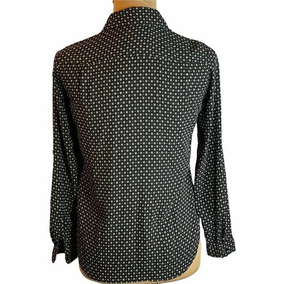LOFT Black White Dot Button Front Blouse Shirt XXSP Petite - Picture 2 of 6